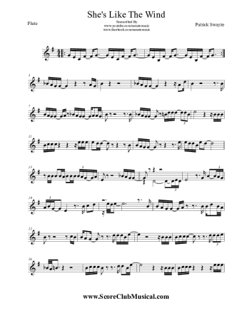 Patrick Swayze She´s Like The Wind score for Flute