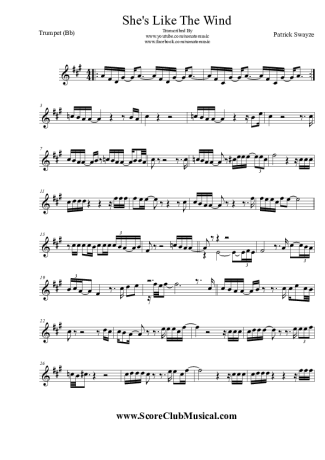 Patrick Swayze She´s Like The Wind score for Trumpet