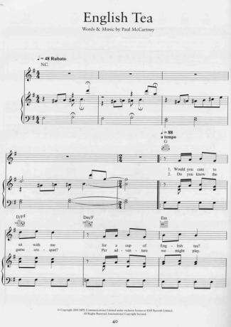 Paul McCartney  score for Piano