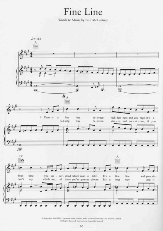 Paul McCartney Fine Line score for Piano