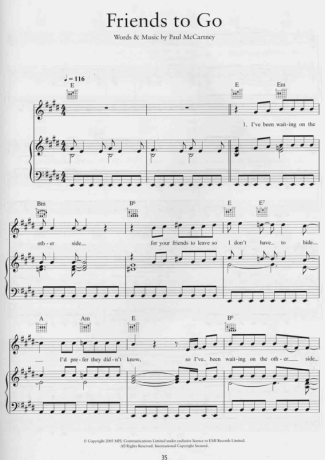 Paul McCartney  score for Piano