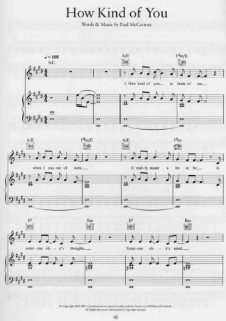 Paul McCartney  score for Piano