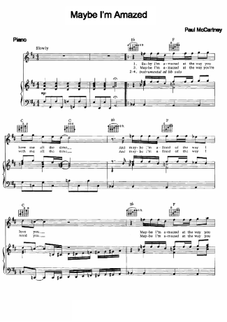 Paul McCartney Maybe Im Amazed score for Piano