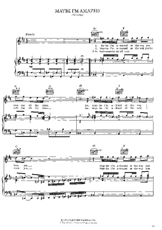 Paul McCartney Maybe I´m Amazed score for Piano