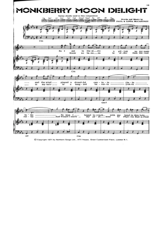 Paul McCartney Monkberry Moon Delight score for Piano