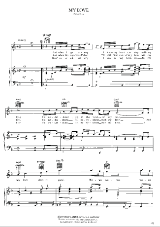 Paul McCartney My Love score for Piano