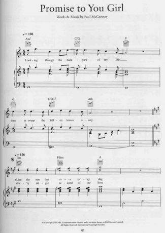 Paul McCartney  score for Piano