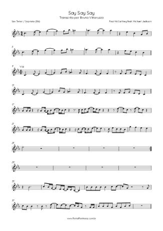 Paul McCartney Say Say Say (feat. Michael Jackson) score for Tenor Saxophone Soprano (Bb)