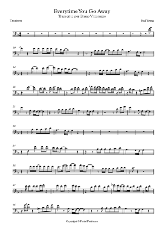 Paul Young Everytime You Go Away score for Trombone