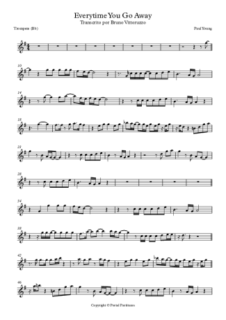 Paul Young Everytime You Go Away score for Trumpet