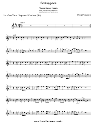 Paula Fernandes Sensações score for Tenor Saxophone Soprano (Bb)