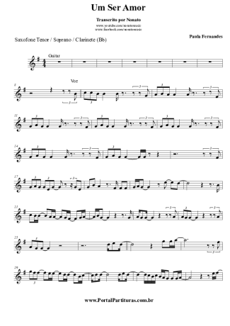 Paula Fernandes Um Ser Amor score for Tenor Saxophone Soprano (Bb)