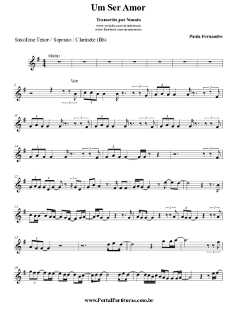 Paula Fernandes Um Ser Amor score for Tenor Saxophone Soprano (Bb)