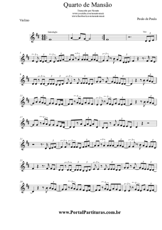 Paulo de Paula Quarto de Mansão score for Violin