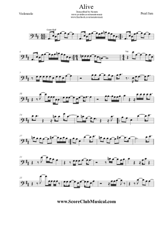 Pearl Jam  score for Cello