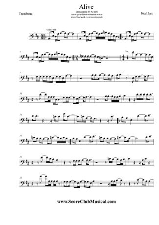 Pearl Jam Alive score for Trombone