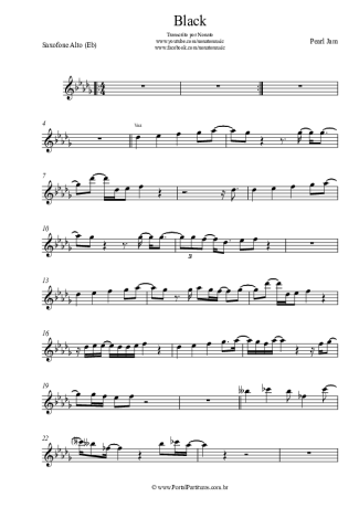 Pearl Jam Black score for Alto Saxophone