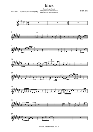 Pearl Jam Black score for Tenor Saxophone Soprano (Bb)