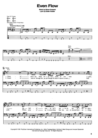 Pearl Jam Even Flow score for Bass