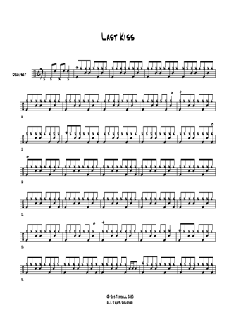 Pearl Jam Last Kiss score for Drums