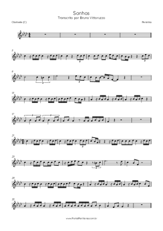 Peninha Sonhos score for Clarinet (C)
