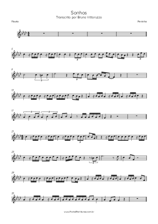 Peninha Sonhos score for Flute