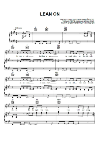 Pentatonix Lean On score for Piano