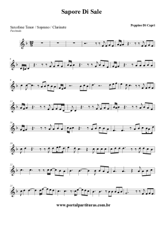 Pepino di Capri Sapore Di Sale score for Tenor Saxophone Soprano Clarinet (Bb)
