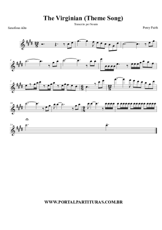 Percy Faith O Homem de Virgínia (The Virginian Theme Song) score for Alto Saxophone