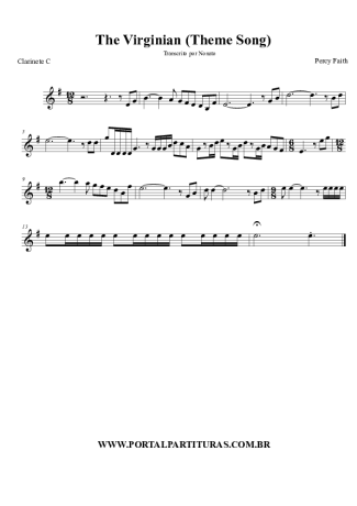 Percy Faith O Homem de Virgínia (The Virginian Theme Song) score for Clarinet (C)