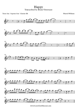 Pharrell Williams Happy score for Tenor Saxophone Soprano (Bb)