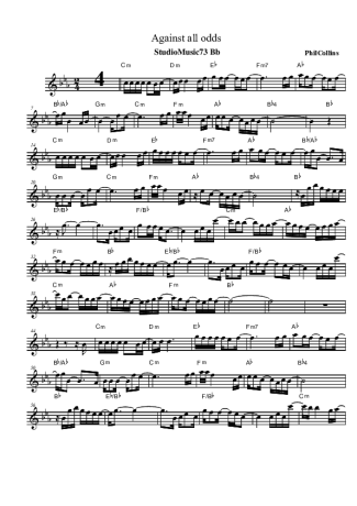 Phil Collins Against All Odds (Take A Look At Me Now) score for Clarinet (Bb)