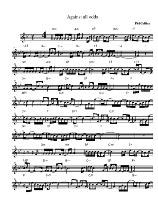 Phil Collins Against All Odds (Take a Look at Me Now) score for Alto Saxophone