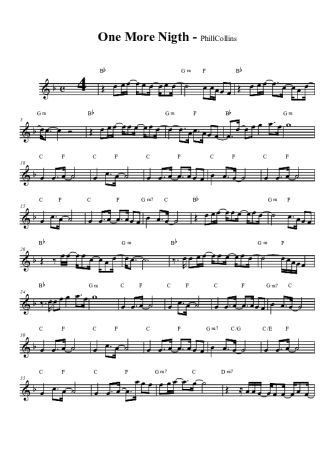Phil Collins One More Night score for Tenor Saxophone Soprano (Bb)