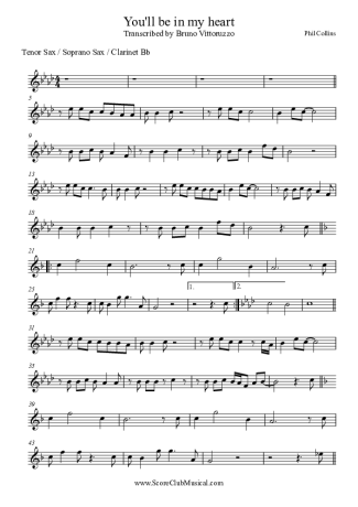 Phil Collins  score for Tenor Saxophone Soprano (Bb)