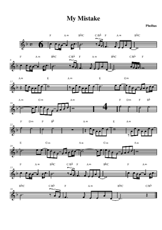 Pholhas My Mistake score for Alto Saxophone