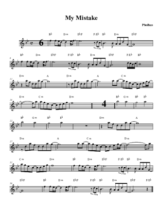Pholhas My Mistake score for Tenor Saxophone Soprano (Bb)