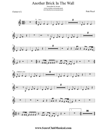 Pink Floyd  score for Clarinet (C)