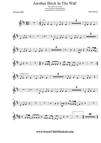 Another Brick In The Wall sheet music for trumpet solo (PDF)