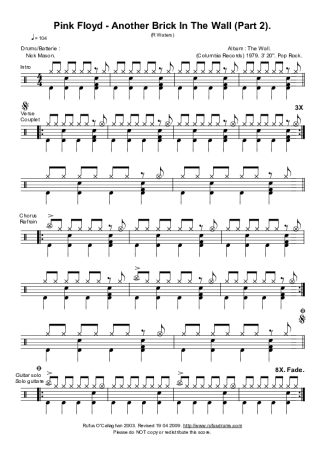 Pink Floyd  score for Drums