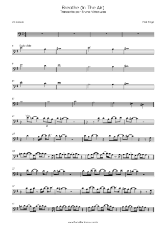 Pink Floyd Breathe (In The Air) score for Cello