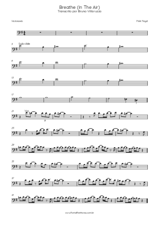 Pink Floyd Breathe (In The Air) score for Cello