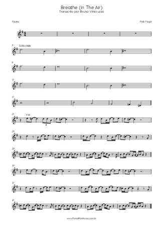 Pink Floyd Breathe (In The Air) score for Flute