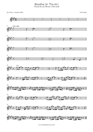 Pink Floyd  score for Tenor Saxophone Soprano (Bb)