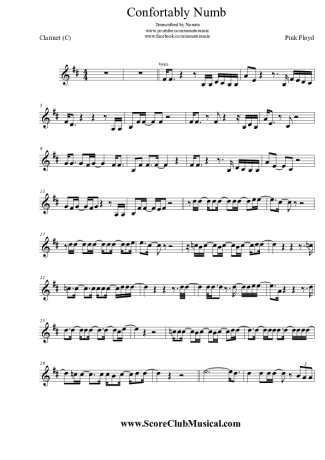 Pink Floyd  score for Clarinet (C)