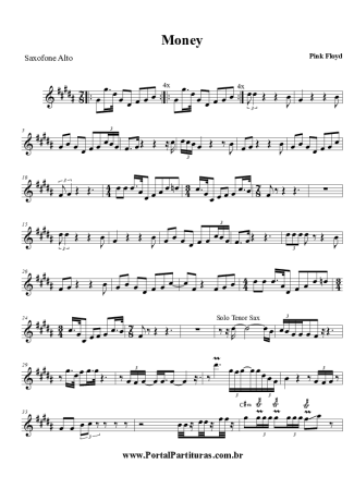 Pink Floyd  score for Alto Saxophone