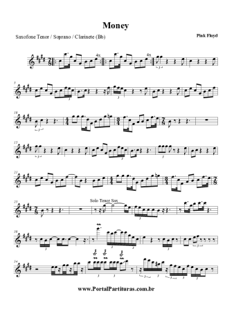 Pink Floyd  score for Clarinet (Bb)