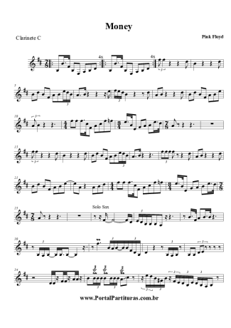 Pink Floyd Money score for Clarinet (C)