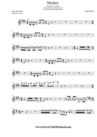 Pink Floyd Mother score for Alto Saxophone