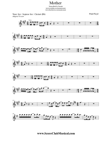Pink Floyd Mother score for Tenor Saxophone Soprano (Bb)